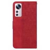 Peňaženkové kožené puzdro Geometric na Xiaomi 12 Pro - Červená