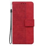 Peňaženkové kožené puzdro Geometric na Xiaomi Redmi Note 10/10S - Červená