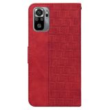 Peňaženkové kožené puzdro Geometric na Xiaomi Redmi Note 10/10S - Červená