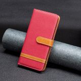 Peňaženkové Denim puzdro na Xiaomi Redmi Note 11 Pro - Červená