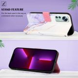 Peňaženkové kožené puzdro Marble na Xiaomi 12 Pro - White Purple