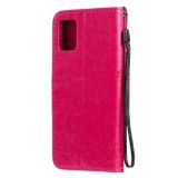 Peňaženkové kožené puzdroTree &amp; Cat Pattern na Samsung Galaxy A51 - Rose Red