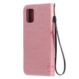 Peňaženkové kožené puzdroTree &amp; Cat Pattern na Samsung Galaxy A51 - Ružová