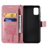 Peňaženkové kožené puzdroTree &amp; Cat Pattern na Samsung Galaxy A51 - Ružová