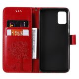 Peňaženkové kožené puzdroTree &amp; Cat Pattern na Samsung Galaxy A51 červená