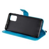 Peňaženkové kožené puzdro Tree &amp; Cat Pattern na Samsung Galaxy A71 - Modrá