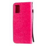 Peňaženkové kožené puzdro Tree &amp; Cat Pattern na Samsung Galaxy A71 - Rose Red