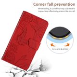 Peňaženkové kožené puzdro BUTTERFLY PEONY na Huawei P50 Pro – Červená