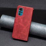 Peňaženkové kožené puzdro LAMBSKIN na Motorola Moto G22 - Červená