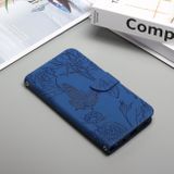 Peňaženkové kožené puzdro Butterfly Peony na Motorola Edge 20 - Modrá