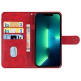 Peňaženkové kožené puzdro LEATHER na iPhone 14 Plus - Červená