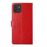 Peňaženkové kožené puzdro Y STITCHING na Samsung Galaxy A03 – Červená