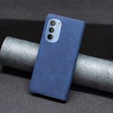 Peňaženkové kožené puzdro Magnetic Splicing na Moto G31/G41 - Modrá