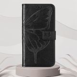 Peňaženkové kožené puzdro Embossed Butterfly na Samsung Galaxy A73 5G - Čierna