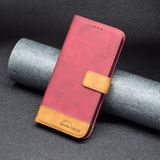 Peňaženkové kožené puzdro Color Matching na Moto G31/G41 - Červená