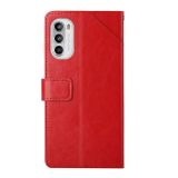 Peňaženkové kožené puzdro Y STITCHING na Motorola Moto G82 5G – Červená