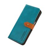 Peňaženkové kožené puzdro KHAZNEH COWHIDE na iPhone 14 Pro - Modrá