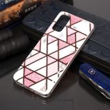 Gumený kryt Plating Marble Pattern na Samsung Galaxy S20-ružový