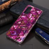 Gumený kryt Plating Marble Pattern na Samsung Galaxy S20-fialový
