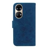 Peňaženkové kožené puzdro ROSE na Huawei P50 - Modrá
