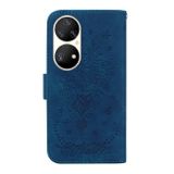 Peňaženkové kožené puzdro BUTTERFLY ROSE na Huawei P50 Pro - Modrá