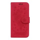 Peňaženkové kožené puzdro BUTTERFLY ROSE na Huawei P50 Pro - Červená
