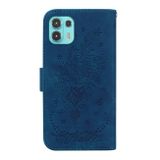 Peňaženkové kožené puzdro Butterfly Rose na Motorola Edge 20 Lite - Modrá