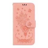 Peňaženkové kožené puzdro Butterfly Rose na Motorola Edge 20 Lite - Ružová