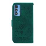 Peňaženkové kožené puzdro Butterfly Rose na Motorola Edge 20 Pro - Zelená