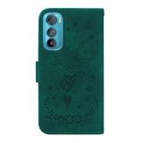 Peňaženkové kožené puzdro Butterfly Rose na Motorola Edge 30 - Zelená
