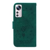 Peňaženkové kožené puzdro Butterfly Rose na Xiaomi 12 Pro - Zelená