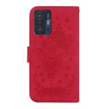 Peňaženkové kožené puzdro BUTTERFLY na Xiaomi Mi 11T / 11T Pro – Červená