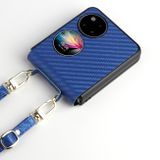 Plastový kryt CARBON FIBER TPU na Huawei P50 Pocket - Modrá