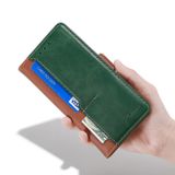 Peňaženkové kožené puzdro CONTRAST na Samsung Galaxy A03 – Svetlohnedá a zelená