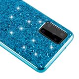 Gumený kryt na Samsung Galaxy S20+ Plating Glittery Powder -modrá