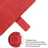 Peňaženkové kožené puzdro Mandala na Samsung Galaxy S22 5G - Červená