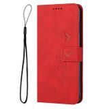 Peňaženkové kožené puzdro Skin Feel Heart na Motorola Moto E20 / E30 / E40 - Červená
