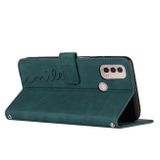 Peňaženkové kožené puzdro Skin Feel Heart na Motorola Moto E20 / E30 / E40 - Zelená