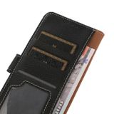 Peňaženkové kožené puzdro LITCHI na Motorola Moto G42 - Čierna