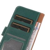 Peňaženkové kožené puzdro LITCHI na Motorola Moto G42 - Tmavozelená