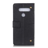 Peňaženkové kožené puzdro na LG K61 - Čierna
