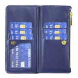 Peňaženkové kožené puzdro Diamond Lattice Zipper na Motorola Moto E20 / E30 / E40 - Modrá