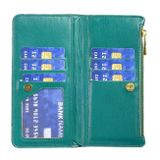Peňaženkové kožené puzdro Diamond Lattice Zipper na Motorola Moto E20 / E30 / E40 - Zelená