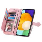 Peňaženkové kožené puzdro Flower na Samsung Galaxy A73 5G - Ružová