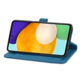 Peňaženkové kožené puzdro Flower na Samsung Galaxy A73 5G - Modrá