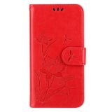 Peňaženkové kožené puzdro LOTUS na iPhone 14 Pro - Červená