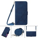 Peňaženkové kožené puzdro CROSSBODY na iPhone 14 Pro Max - Modrá