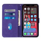 Peňaženkové kožené puzdro CROSSBODY na iPhone 14 Pro Max - Fialová