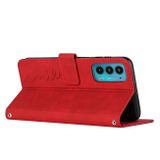 Peňaženkové kožené puzdro Heart Pattern na Motorola Edge 20 - Červená
