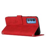 Peňaženkové kožené puzdro Heart Pattern na Motorola Edge 20 Pro - Červená